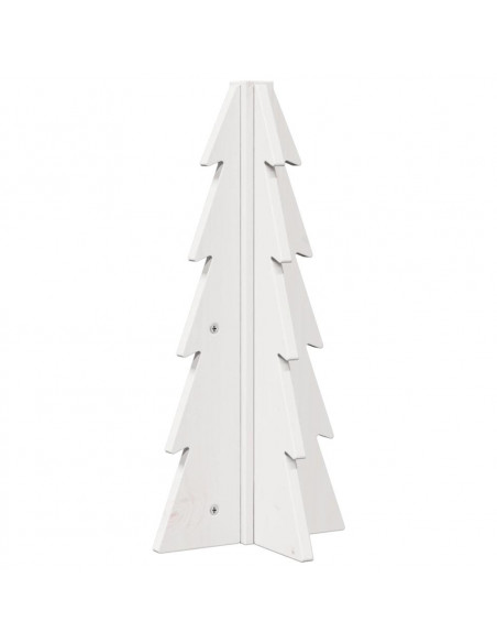Albero di Natale Decorativo Bianco 49 cm Legno Massello di Pino