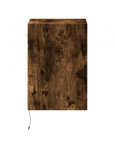 Comodino a Parete con luci LED Rovere Fumo