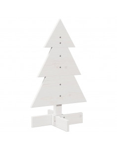 Albero di Natale Decorativo Bianco 60 cm Legno Massello di Pino 2