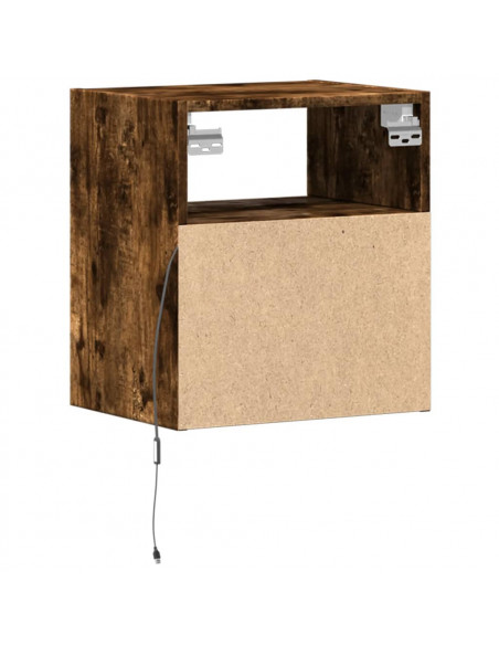 Comodino a Parete con luci LED Rovere Fumo