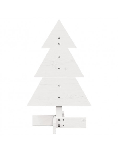 Albero di Natale Decorativo Bianco 60 cm Legno Massello di Pino