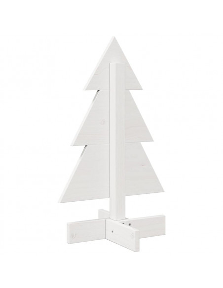Albero di Natale Decorativo Bianco 60 cm Legno Massello di Pino