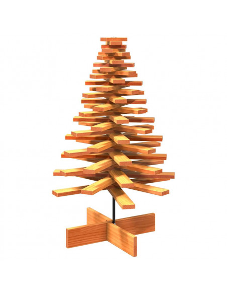 Albero di Natale Marrone Cera 100 cm in Legno Massello di Pino