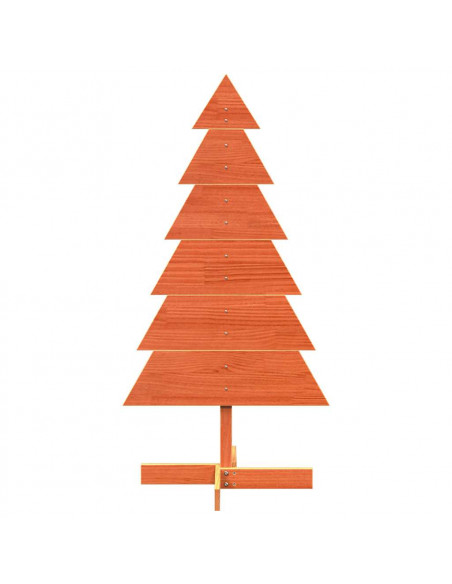 Albero di Natale Marrone Cera 120 cm in Legno Massello di Pino
