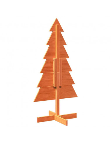 Albero di Natale Marrone Cera 120 cm in Legno Massello di Pino
