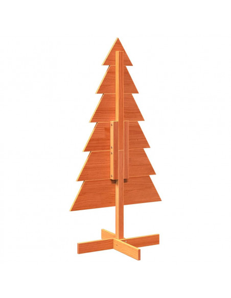 Albero di Natale Marrone Cera 120 cm in Legno Massello di Pino