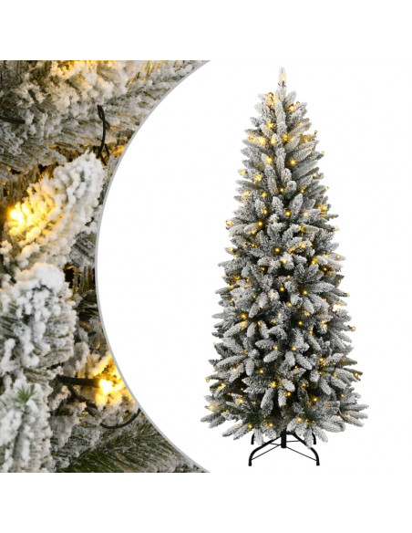 Albero di Natale Artificiale con 300 LED e Neve Floccata 240 cm
