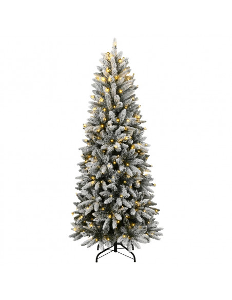 Albero di Natale Artificiale con 300 LED e Neve Floccata 240 cm