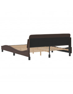 Giroletto con Testiera Marrone 160x200 cm in Similpelle