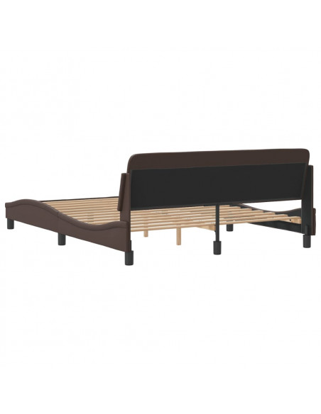 Giroletto con Testiera Marrone 160x200 cm in Similpelle