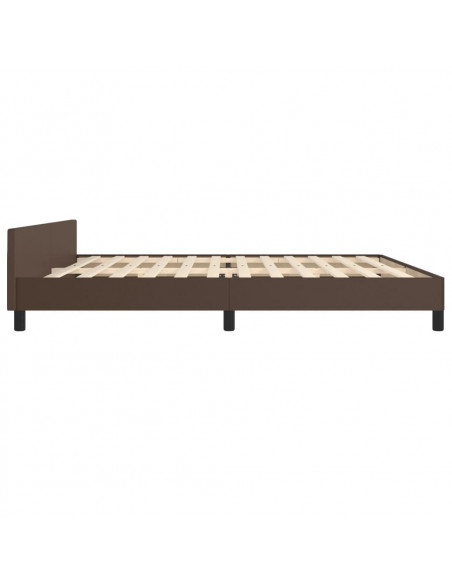 Giroletto con Testiera Marrone 200x200 cm in Similpelle