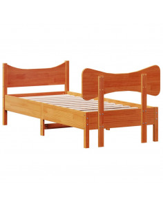 Giroletto con Testiera Marrone Cera 100x200 cm Massello Pino