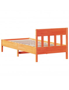 Giroletto con Testiera Marrone Cera 100x200 cm Massello Pino