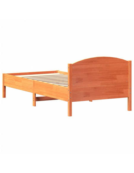 Giroletto con Testiera Marrone Cera 100x200 cm Massello Pino
