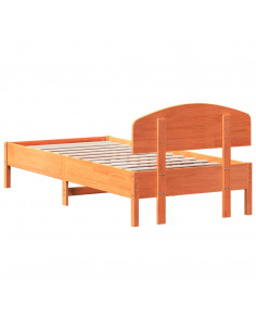 Giroletto con Testiera Marrone Cera 100x200 cm Massello Pino