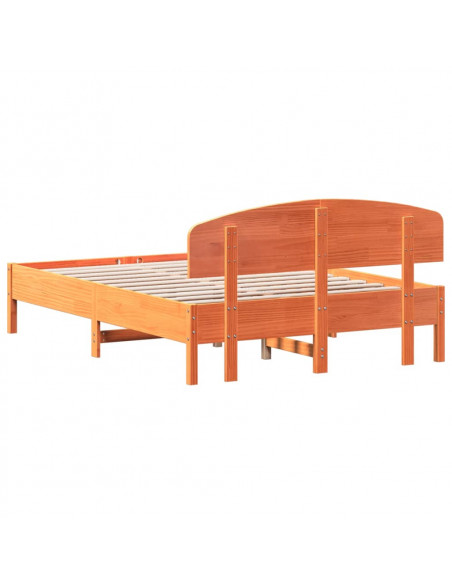 Giroletto con Testiera Marrone Cera 120x190 cm Massello Pino