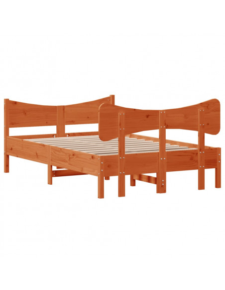 Giroletto con Testiera Marrone Cera 120x190 cm Massello Pino