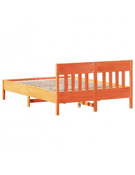 Giroletto con Testiera Marrone Cera 120x190 cm Massello Pino