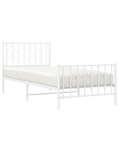 Giroletto con Testiera e Pediera Metallo Bianco 90x200 cm