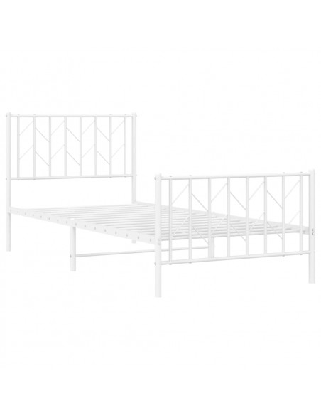 Giroletto con Testiera e Pediera Metallo Bianco 90x200 cm