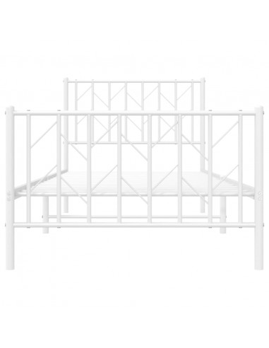 Giroletto con Testiera e Pediera Metallo Bianco 90x200 cm