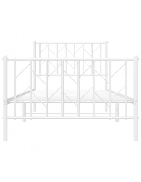 Giroletto con Testiera e Pediera Metallo Bianco 90x200 cm