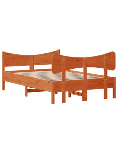 Giroletto con Testiera Marrone Cera 120x200 cm Massello Pino