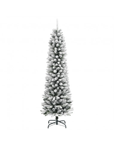 Albero Natale Artificiale Sottile Neve Floccata 120cm PVC e PE