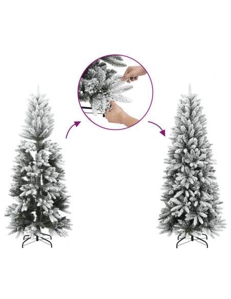 Albero Natale Artificiale Sottile Neve Floccata 120cm PVC e PE