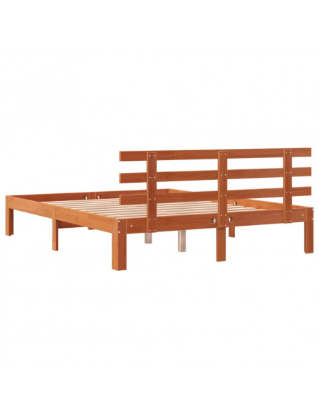 Giroletto con Testiera Marrone Cera 135x190 cm Massello Pino