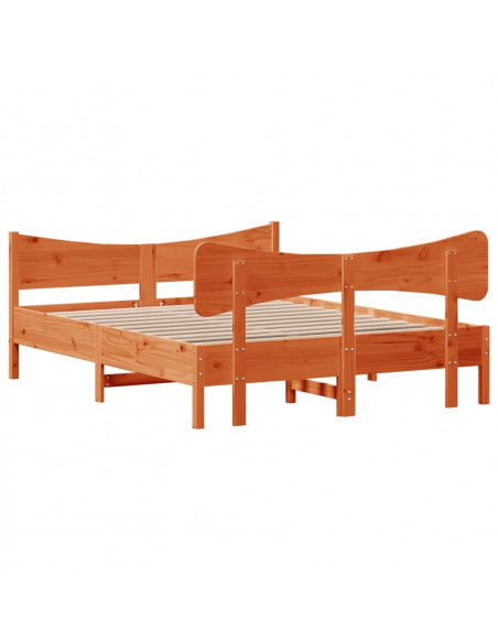 Giroletto con Testiera Marrone Cera 135x190 cm Massello Pino