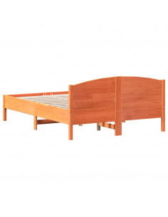 Giroletto con Testiera Marrone Cera 135x190 cm Massello Pino
