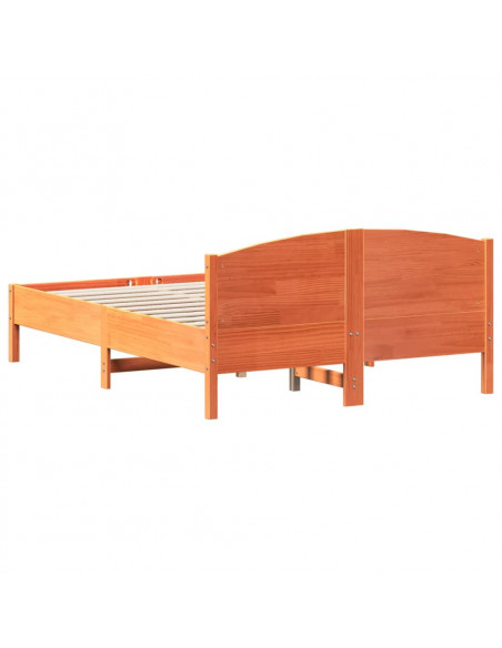 Giroletto con Testiera Marrone Cera 135x190 cm Massello Pino