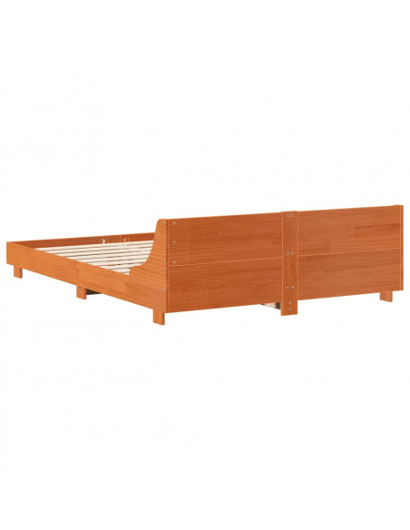 Giroletto con Testiera Marrone Cera 140x190 cm Massello Pino