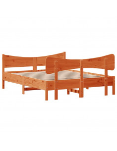 Giroletto con Testiera Marrone Cera 140x190 cm Massello Pino