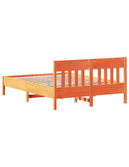 Giroletto con Testiera Marrone Cera 140x190 cm Massello Pino