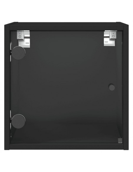 Comodini con Ante in Vetro 2pz Nero 35x37x35 cm
