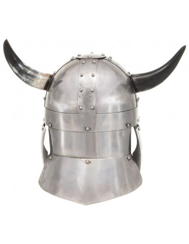 Elmo Vichingo di Fantasia LARP Argento in Acciaio