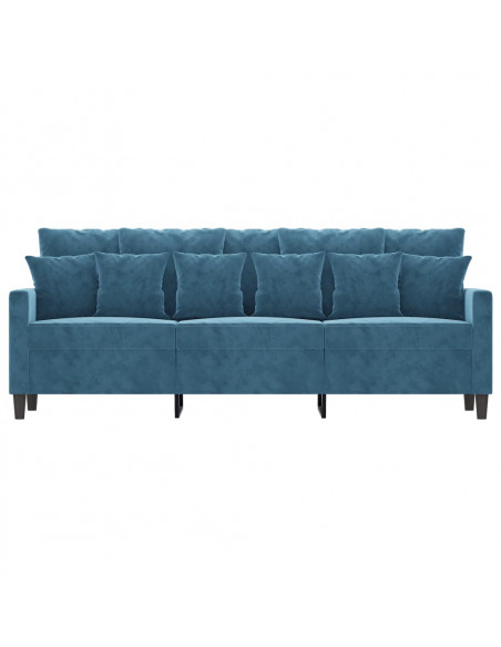 Divano a 3 Posti Blu 180 cm in Velluto