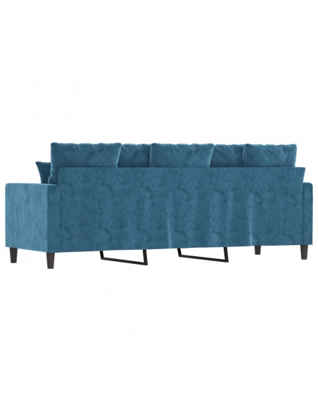 Divano a 3 Posti Blu 180 cm in Velluto