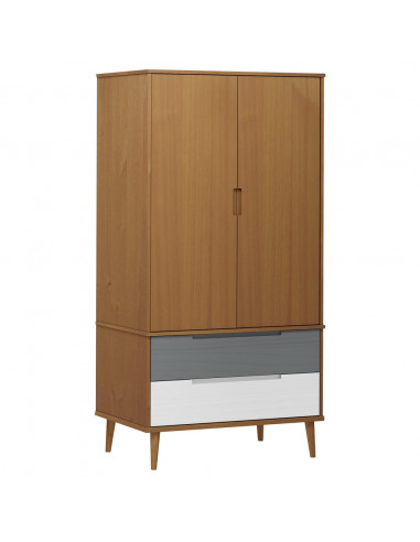 Armadio MOLDE Marrone 90x55x175 cm in Legno Massello di Pino
