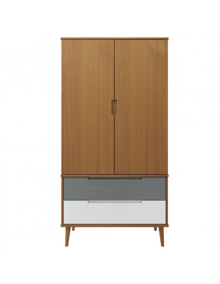 Armadio MOLDE Marrone 90x55x175 cm in Legno Massello di Pino