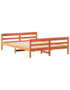 Giroletto con Testiera Marrone Cera 140x200 cm Massello Pino