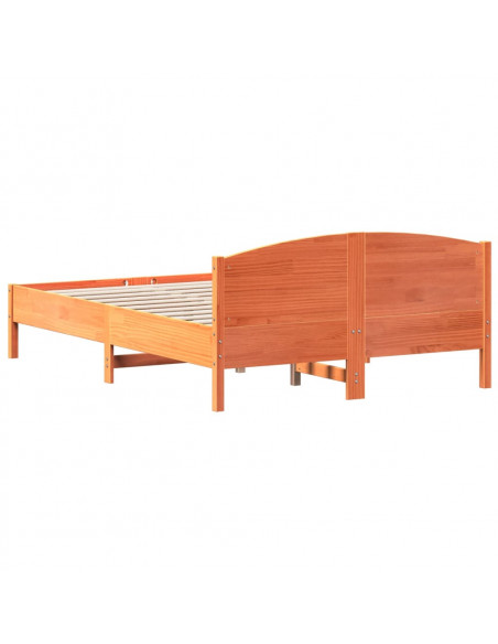 Giroletto con Testiera Marrone Cera 150x200 cm Massello Pino