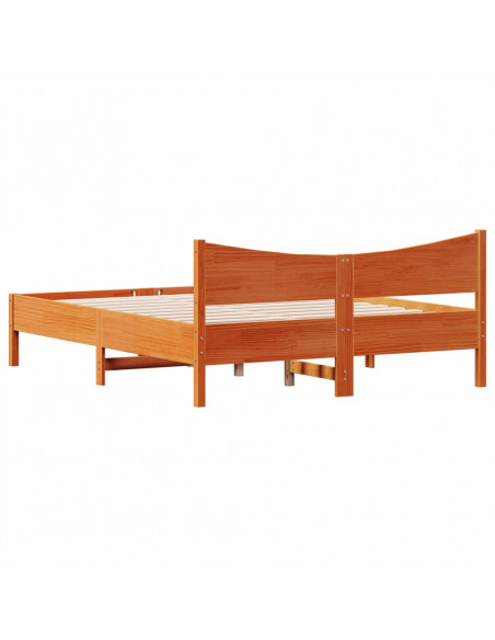 Giroletto con Testiera Marrone Cera 150x200 cm Massello Pino