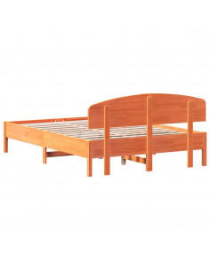 Giroletto con Testiera Marrone Cera 150x200 cm Massello Pino