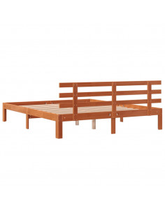 Giroletto con Testiera Marrone Cera 150x200 cm Massello Pino