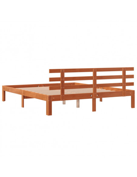 Giroletto con Testiera Marrone Cera 150x200 cm Massello Pino