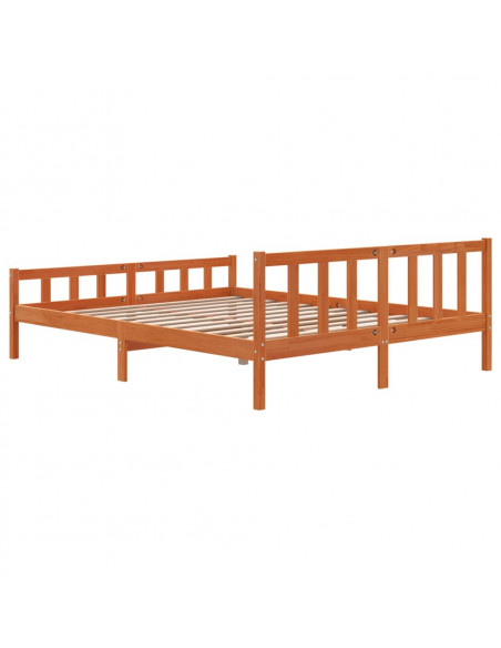 Giroletto con Testiera Marrone Cera 160x200 cm Massello Pino