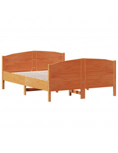 Giroletto con Testiera Marrone Cera 160x200 cm Massello Pino